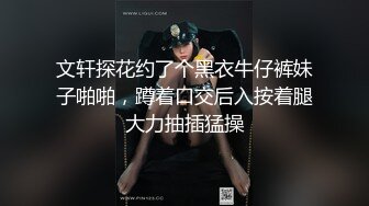 文轩探花约了个黑衣牛仔裤妹子啪啪，蹲着口交后入按着腿大力抽插猛操